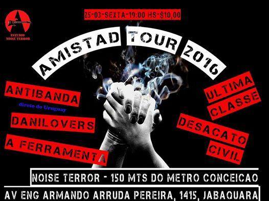 Amistad Tour 2016: dia 25 de março de 2016 no Estúdio Noise Terror.