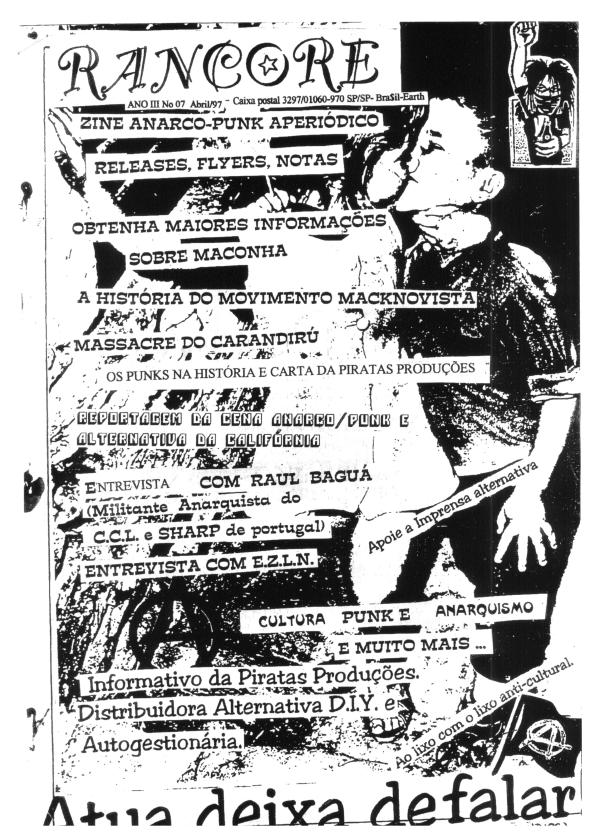 Capa da edição nº 7 de abril de 1997 do zine Anarcopunk Rancore.